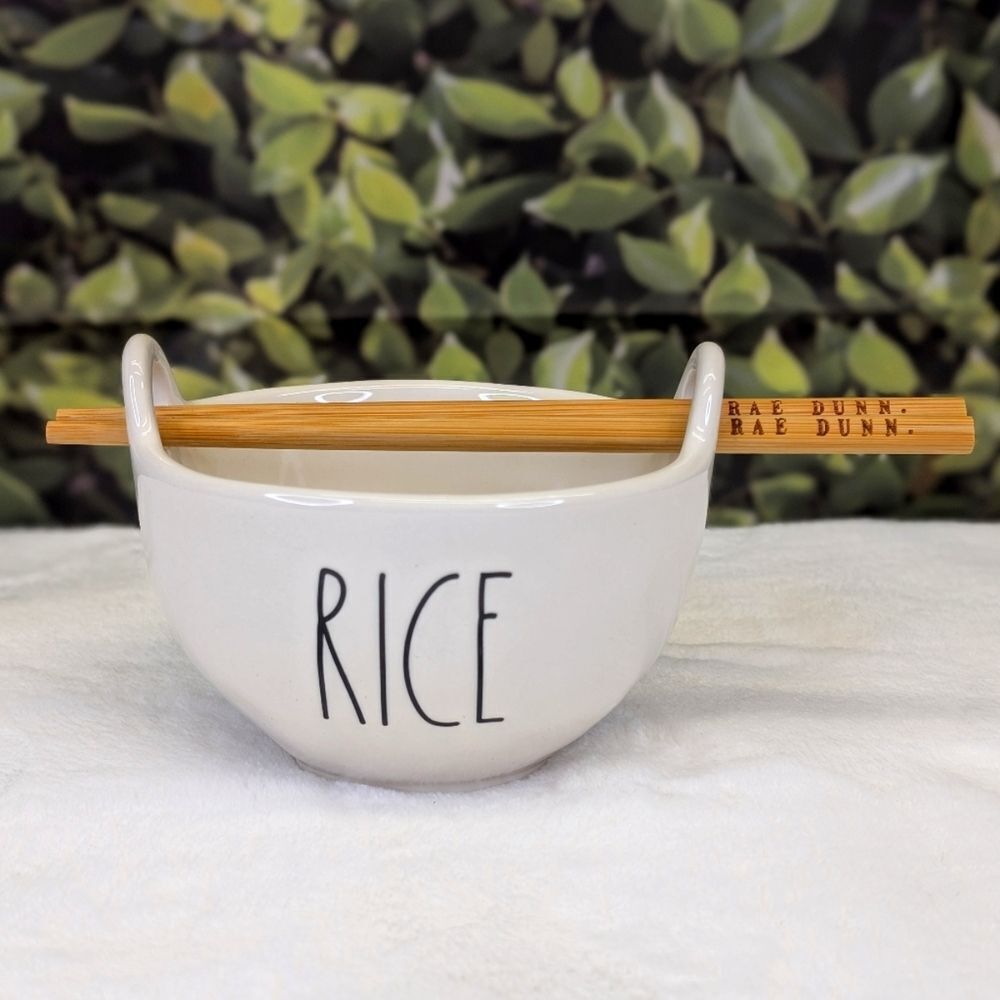 Rae Dunn RICE Bowl with Chopsticks
